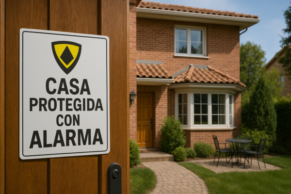 Cartel de alarma en chalet