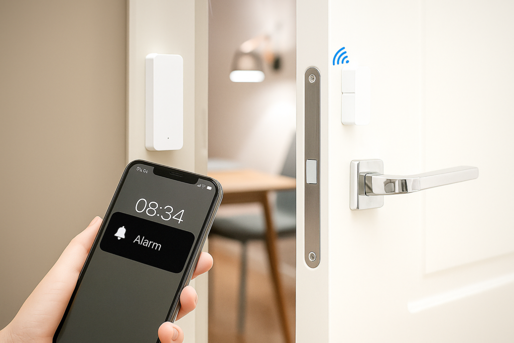 Sensor magnético en puertas y ventanas